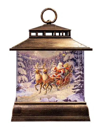 Kurt Adler 9in Battery Operated Usb Lighted Santa With Swirling Glitter Water  Lantern In Gold