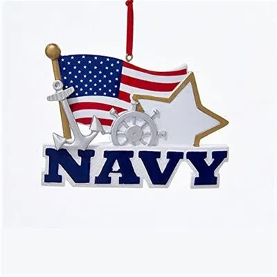 Kurt Adler American Flag And Star Hanging Figurine Ornament