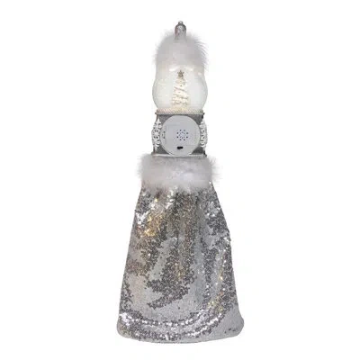Kurt Adler Battery Operated 22-inch Hollywood Nutcrackers Musical Silver Nutcracker With Water Globe