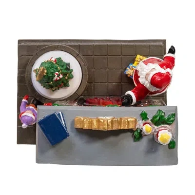Kurt Adler Battery Operated Animated Fireplace Scene With Santa And Tree In Red