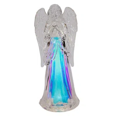 Kurt Adler Battery Operated Lighted Acrylic Praying Angel In Iridescent