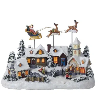 Kurt Adler Battery Operated Musical Led Village With Santa And Deer
