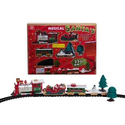 Kurt Adler Battery Operated Musical Santa Train Table Piece In Red & Silver