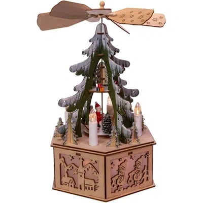 Kurt Adler Battery-operated Wooden Tree Scene In Multicolor