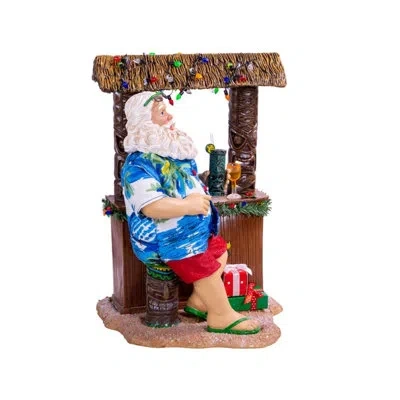 Kurt Adler Beach Santa At Tiki Bar Figurine In Multicolored