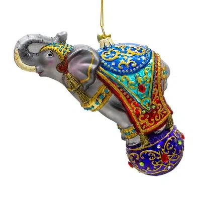 Kurt Adler Bellissimo Glass Elephant Hanging Figurine Ornament In Multi