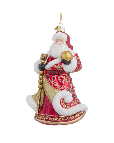 Kurt Adler Bellissimo Glass Red & Gold Santa Ornament In Multi