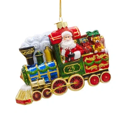 Kurt Adler Bellissimo Glass Santa With Train Hanging Figurine Ornament In Multi