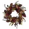 Kurt Adler Berries And Pinecone Burgundy Wreath In Multi