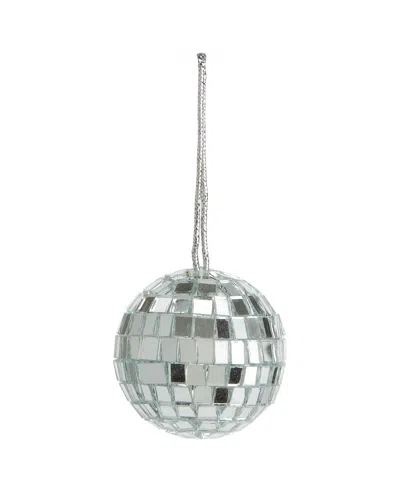 Kurt Adler Box Of 12 Miniature Mirrored Disco Ball Glass Ornaments In Silver