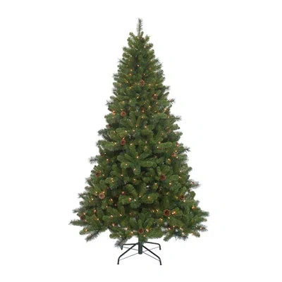 Kurt Adler Burlington 7.5' H Green Spruce Artificial Christmas Tree With 500 Multi-color Lights In Clear,white