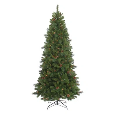 Kurt Adler Burlington Slim 7.5' Green Fir Artificial Christmas Tree With 450 Multi-color Lights