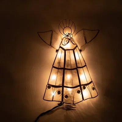 Kurt Adler Capiz Angel Tree Topper In Multicolor