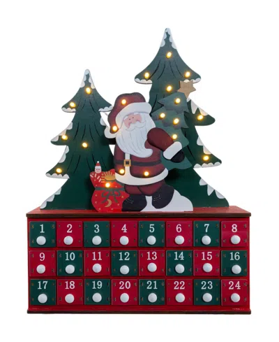 Kurt Adler 15.75-inch Battery Operated Wooden Led Lighted Advent Calendar In Red