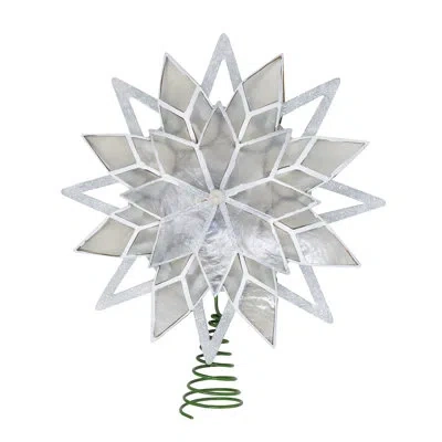 Kurt Adler Capiz Star Tree Topper In White,green