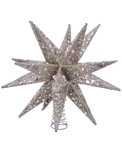 Kurt Adler Champagne & Silver Moravian Star Glitter Tree Topper