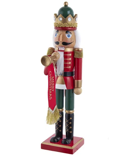 Kurt Adler Charming 15-inch Red & Green With Horn Nutcracker In Multi