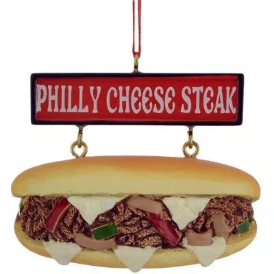 Kurt Adler Cheese Steak Sandwich With Sign Hanging Figurine Ornament