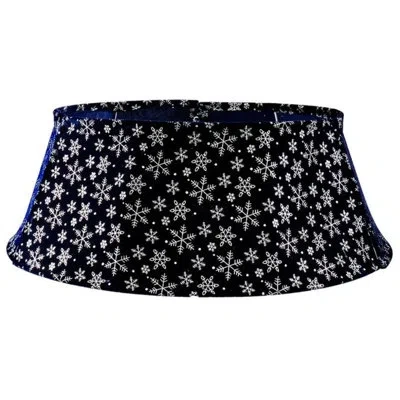 Kurt Adler Christmas Tree Collar, Navy With Snowflakes