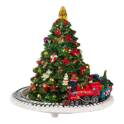 Kurt Adler Christmas Tree With Revolving Train Music Box Decorative Accent