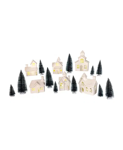 Kurt Adler Lighted Porcelain House 24-piece Set In White