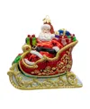 Kurt Adler 6.25-inch Bellissimo Glass Santa In Sleigh Ornament In Red