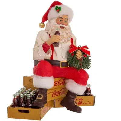 Kurt Adler Coca-cola Santa Sitting On Crates In Red