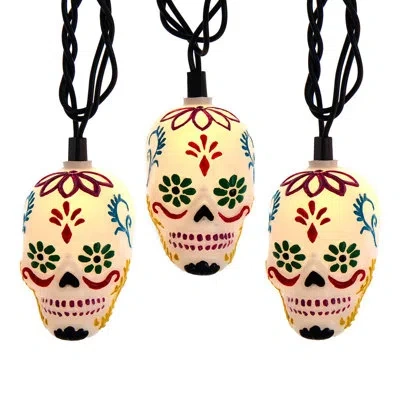Kurt Adler Day Of The Dead Skull 10 Light String Lights