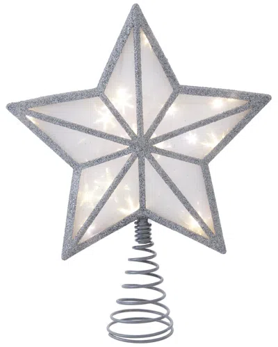 KURT ADLER KURT ADLER ENCHANTING 11.5-INCH UL 20-LIGHT WARM WHITE FAIRY LED SILVER GLITTER 5-POINT STAR TREE TO