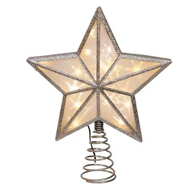 Kurt Adler Enchanting 11.5-inch Ul 20-light Warm White Fairy Led Silver Glitter 5-point Star Tree Topper