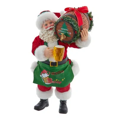 Kurt Adler Fabriche Beer Barrel Santa Claus Standing Christmas Figurine, 10.5in In Multicolored