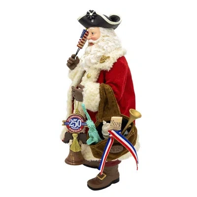 Kurt Adler Fabriche Musical Christmas Figurine, America's 250th Anniversary Santa, 11in In Red