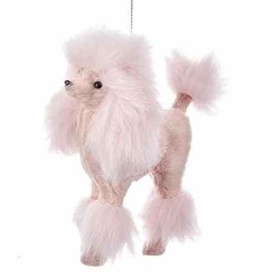 Kurt Adler Furry Poodle Hanging Figurine Ornament In Pink