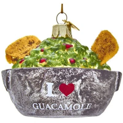 Kurt Adler Gems "i Love Guacamole" Bowl Glass Hanging Figurine Ornament