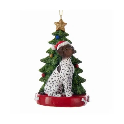 Kurt Adler German Shorthaired Pointer With Christmas Tree Hanging Ornament In Multicolored