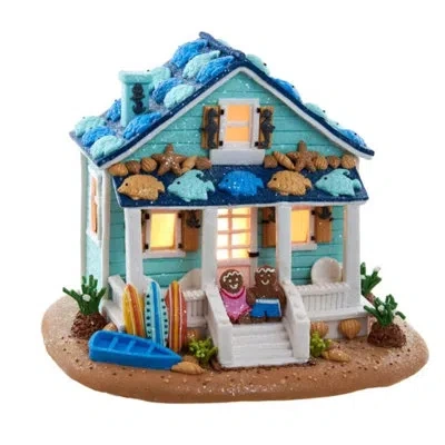 Kurt Adler Gingerbread Beach House With C7 Bulb In Multicolor