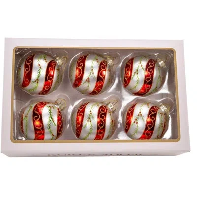 Kurt Adler Glass And Holly Leaves Ball Ornament In Multicolor