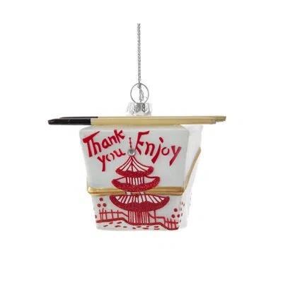 Kurt Adler Glass Chinese Take-out Box Hanging Figurine Ornament