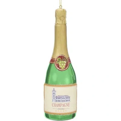 Kurt Adler Glass Ornament For Christmas Tree, Champagne Bottle In Green