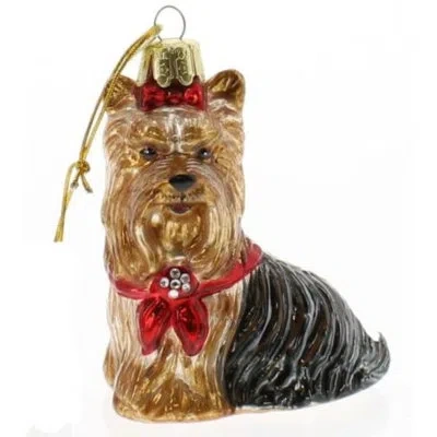 Kurt Adler Glass Yorkshire Terrier Hanging Figurine Ornament