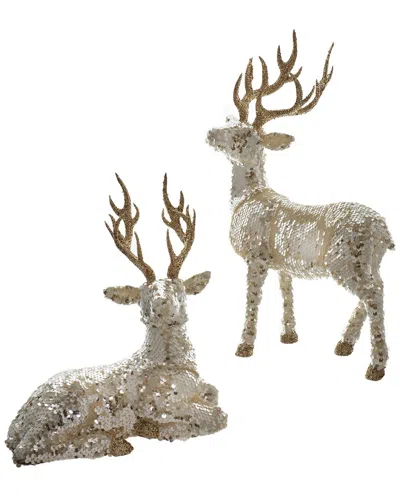 Kurt Adler Gold Standing & Lying Deer Tablepiece S