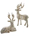 Kurt Adler Gold Standing & Lying Deer Tablepiece S In Neutral
