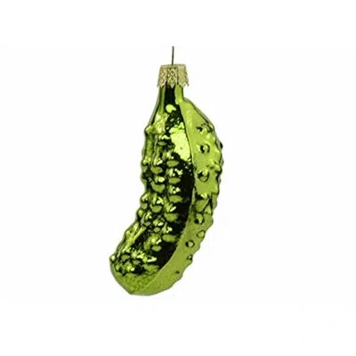 Kurt Adler Hand Blown Glass Pickle Shaped Hanging Figurine Ornament In Multicolor