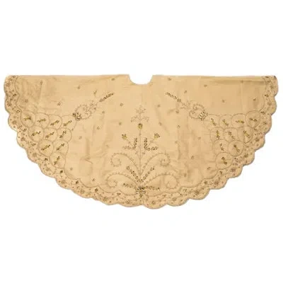 Kurt Adler Handwork Detail Tree Skirt In Gold