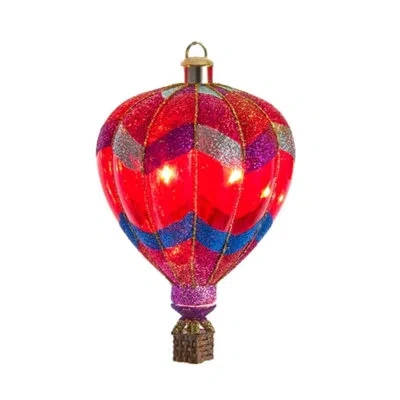 Kurt Adler Hanging Pre-lit Glass Ornament, Usb-powered Assorted Hot Air Balloon In Red,blue,green,purple