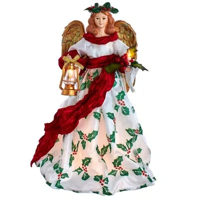 Kurt Adler 16-inch 10-light Holiday Formal Angel Tree Topper In Multi