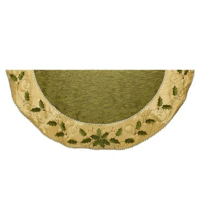 Kurt Adler Holly Leaves Embroidered Tree Skirt