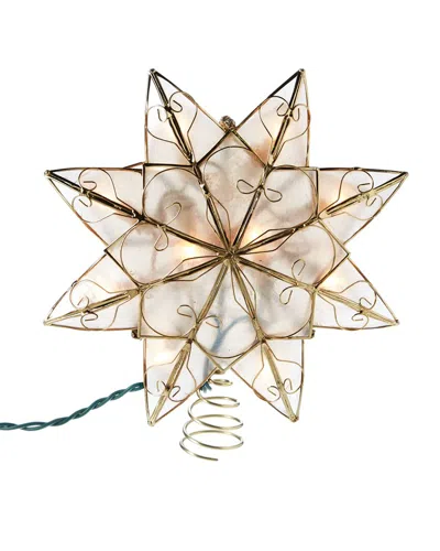 Kurt Adler Indoor 10-light 8-point Capiz Star Treetop With Arabesque Decoration In Gold