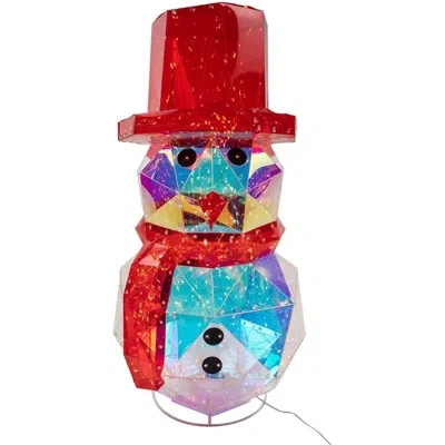 Kurt Adler Iridescent Lit Snowman Indoor Or Outdoor Christmas Decoration, 24in In Red,blue,gold,purple