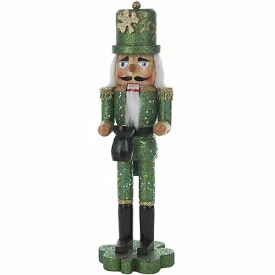 Kurt Adler Irish Nutcracker On Shamrock Base In Green